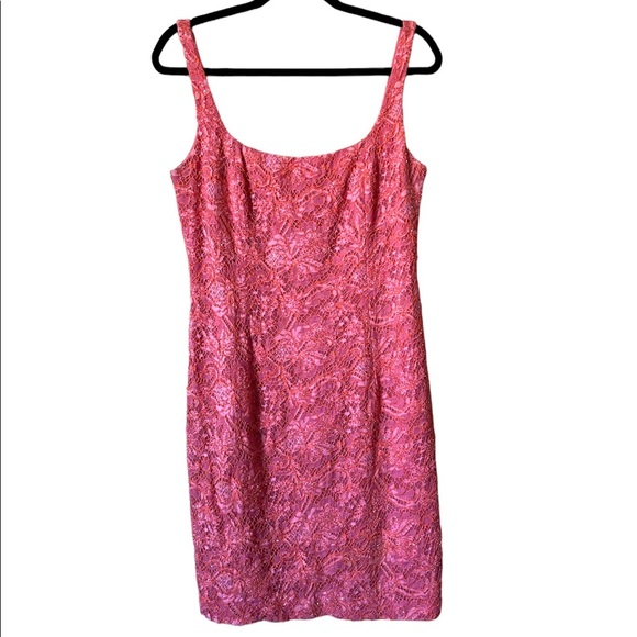 Carmen Marc Valvo Dresses & Skirts - Carmen Marc Volvo pink beaded lace dress